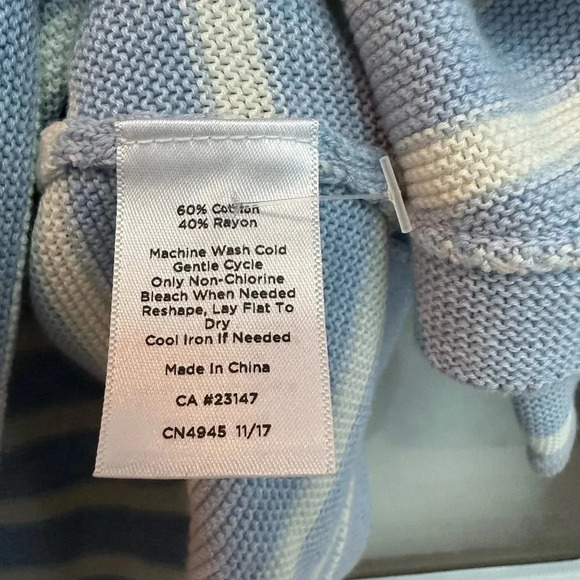 Talbots | Blue Striped Crew Neck Sweater Size Large L Petite Coastal Preppy - Picture 5 of 6